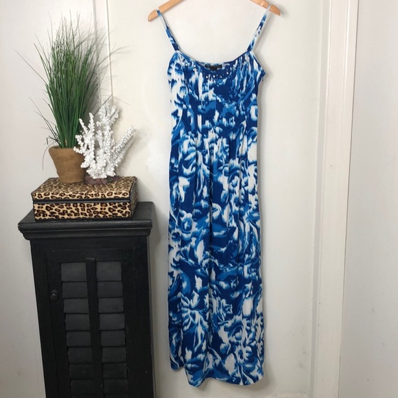 INC Rhinestone Embellished Satin IKAT Spaghetti Strap Maxi Sundress Dress 2 NWT - Picture 9 of 10